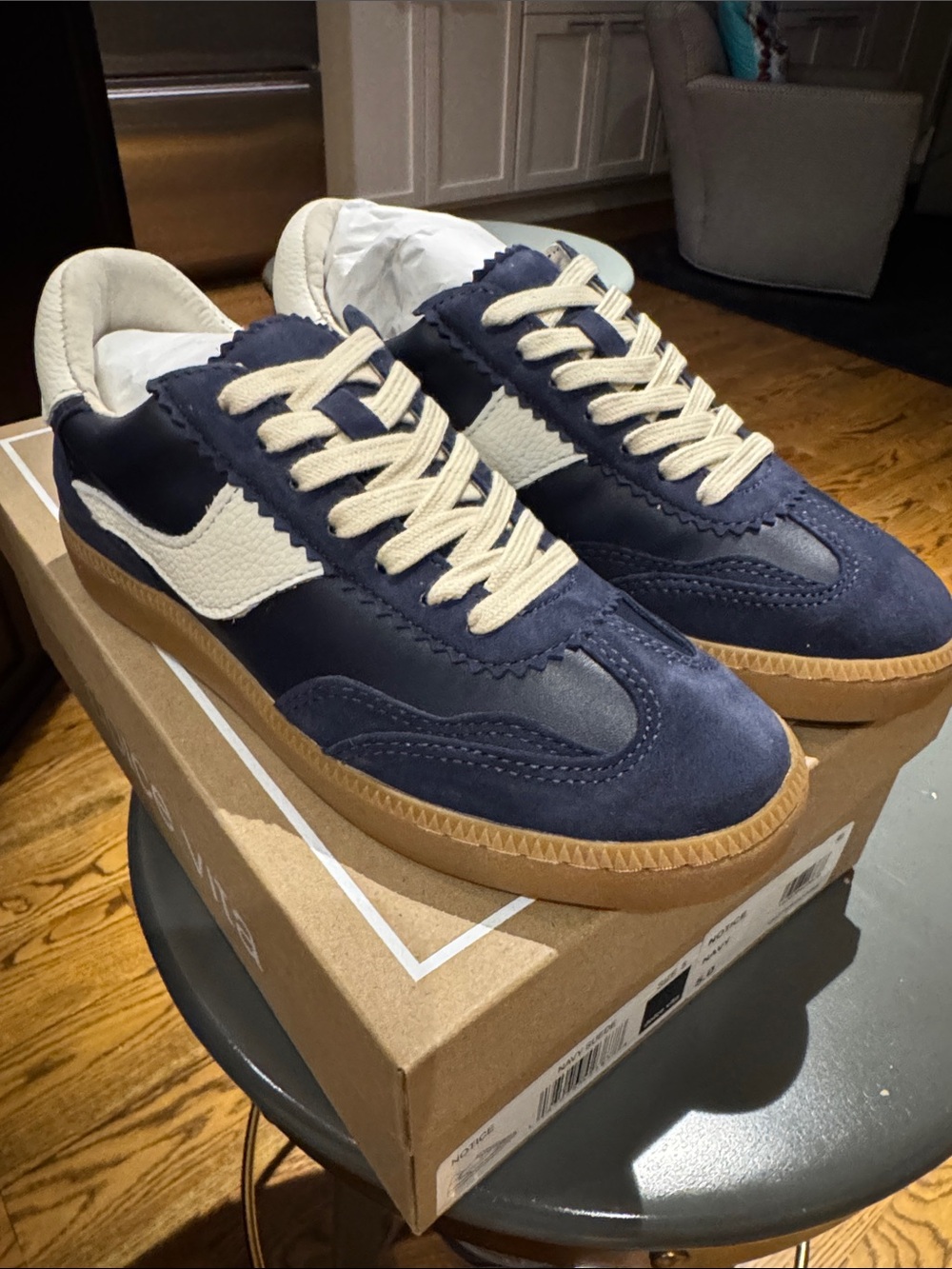 Dolce Vita Navy and white  Women's Retro Athletic Sneakers
